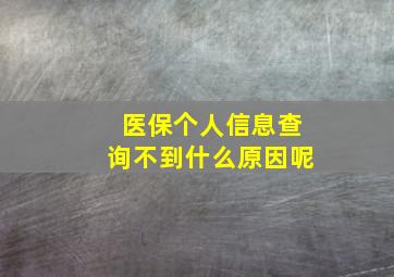 医保个人信息查询不到什么原因呢