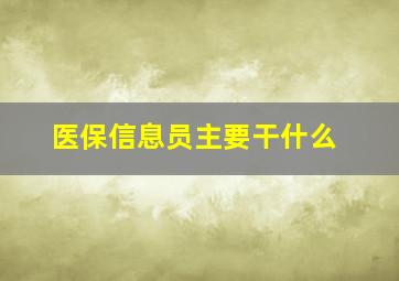 医保信息员主要干什么