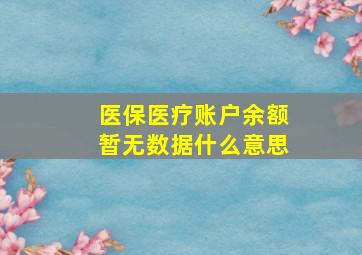 医保医疗账户余额暂无数据什么意思