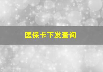 医保卡下发查询