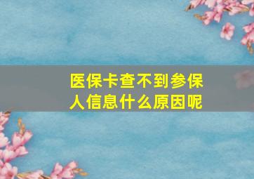 医保卡查不到参保人信息什么原因呢