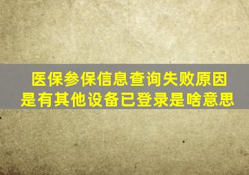 医保参保信息查询失败原因是有其他设备已登录是啥意思