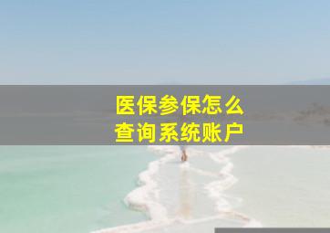 医保参保怎么查询系统账户