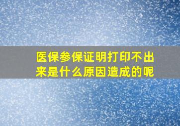 医保参保证明打印不出来是什么原因造成的呢