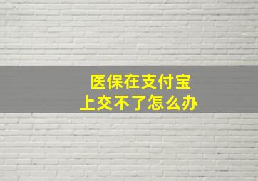 医保在支付宝上交不了怎么办