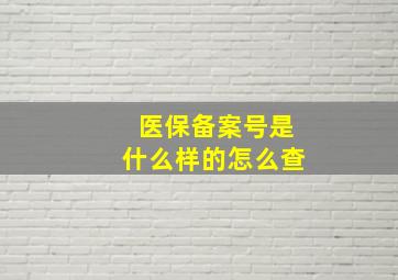 医保备案号是什么样的怎么查