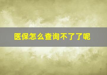 医保怎么查询不了了呢