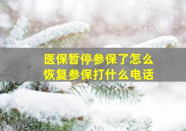 医保暂停参保了怎么恢复参保打什么电话