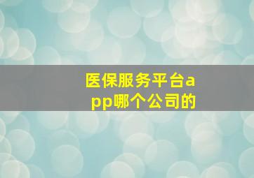 医保服务平台app哪个公司的