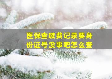 医保查缴费记录要身份证号没事吧怎么查