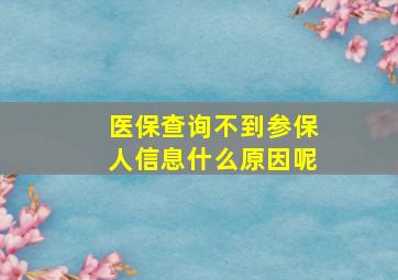 医保查询不到参保人信息什么原因呢