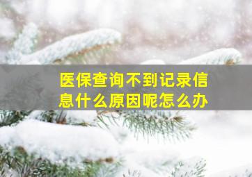 医保查询不到记录信息什么原因呢怎么办