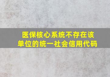 医保核心系统不存在该单位的统一社会信用代码