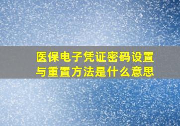 医保电子凭证密码设置与重置方法是什么意思