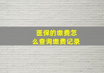 医保的缴费怎么查询缴费记录