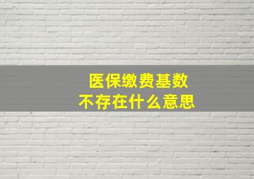 医保缴费基数不存在什么意思