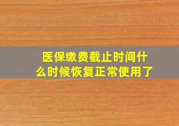 医保缴费截止时间什么时候恢复正常使用了