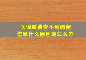 医保缴费查不到缴费信息什么原因呢怎么办