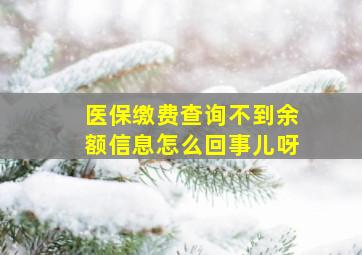 医保缴费查询不到余额信息怎么回事儿呀