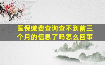 医保缴费查询查不到前三个月的信息了吗怎么回事