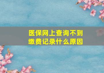 医保网上查询不到缴费记录什么原因