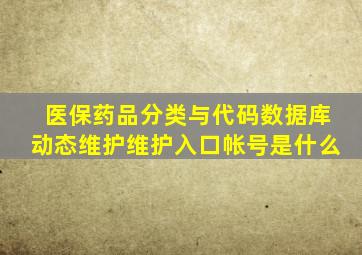 医保药品分类与代码数据库动态维护维护入口帐号是什么