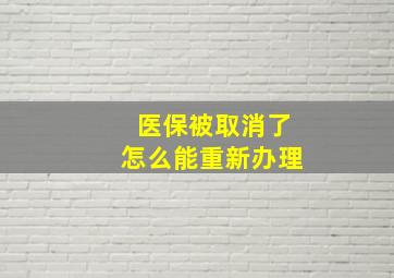 医保被取消了怎么能重新办理