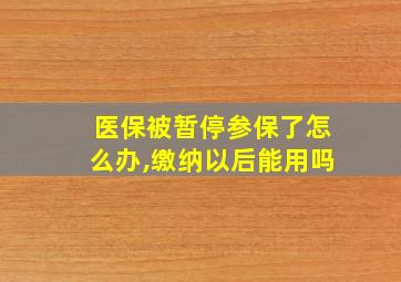 医保被暂停参保了怎么办,缴纳以后能用吗