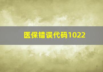 医保错误代码1022