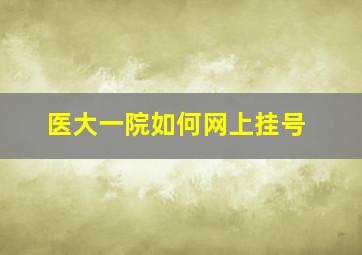 医大一院如何网上挂号