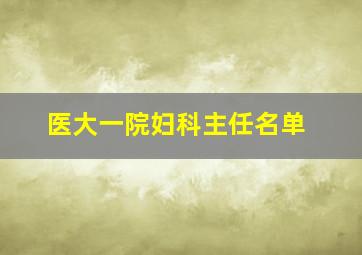 医大一院妇科主任名单