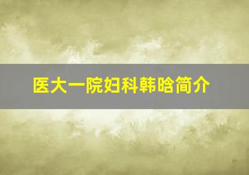 医大一院妇科韩晗简介