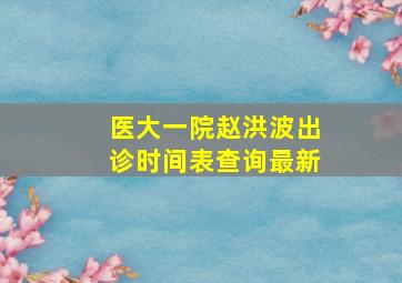 医大一院赵洪波出诊时间表查询最新