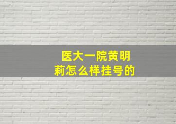 医大一院黄明莉怎么样挂号的