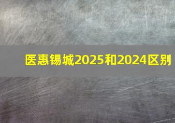 医惠锡城2025和2024区别