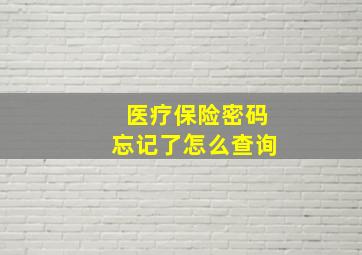 医疗保险密码忘记了怎么查询