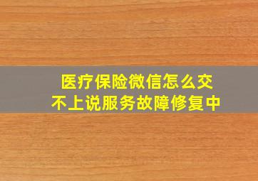 医疗保险微信怎么交不上说服务故障修复中