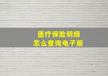 医疗保险明细怎么查询电子版