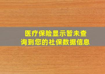 医疗保险显示暂未查询到您的社保数据信息