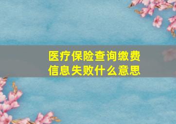 医疗保险查询缴费信息失败什么意思