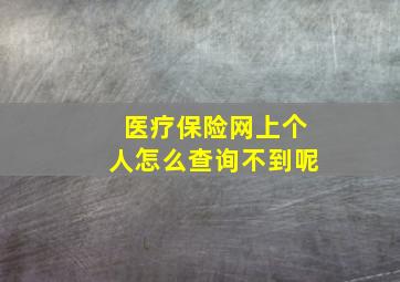 医疗保险网上个人怎么查询不到呢