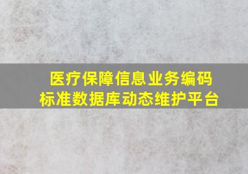 医疗保障信息业务编码标准数据库动态维护平台