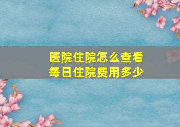 医院住院怎么查看每日住院费用多少