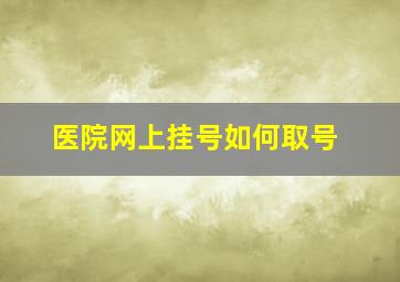 医院网上挂号如何取号