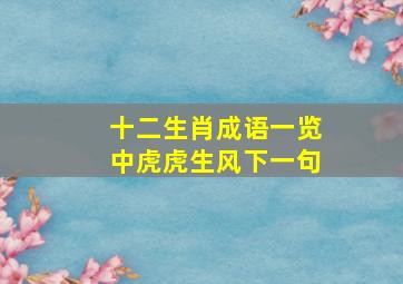 十二生肖成语一览中虎虎生风下一句