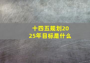 十四五规划2025年目标是什么