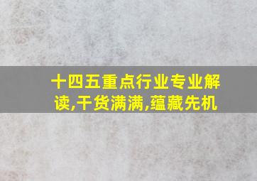 十四五重点行业专业解读,干货满满,蕴藏先机