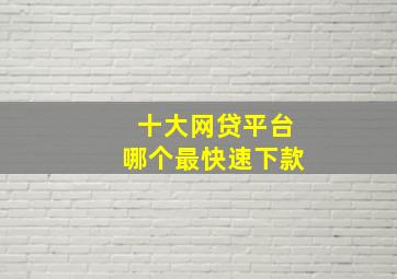 十大网贷平台哪个最快速下款