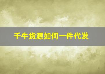 千牛货源如何一件代发