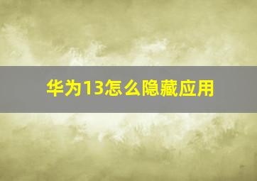 华为13怎么隐藏应用